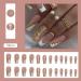 French Tip Press on Nails - Long Gold Foil Square Shape Reusable Gel Nails - 24 Pcs Glossy Nude Stick-On Nails for Women & Girls - Buy Online on GoSupps.com