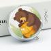 Round Bear Honey Print Pill Box - 3 Compartment Portable Medicine Organizer | Decorative Metal Pocket Pill Case - Buy Online on GoSupps.com