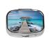 Modern Seascape Picture Printed Square Pill Box Portable Travelling Pill Box Medicine Organiser