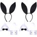 Lezevn 10 Pieces Bunny Costume Set Black Bunny Ears Cosplay Set Rabbit Ear Headband Bow Tie Cuffs Tail for Halloween Cosplay Party