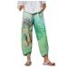 Lovely Nursling Linen Pants for Women with Pockets, Women Tapered Pants Linen Elastic Waist Pants Casual Trouser Green X-Large