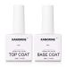 KANORINE 15ml Gel Nail Polish Top and Base Coat- No Wipe Gel Top Coat and Base Coat Gel Nail Polish Set 15ml Soak Off Gel Polish Nail Art Manicure Salon DIY Glossy Shine Finish Base Top Coat 15ml