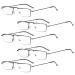 Eyekepper 5 Pack Gerage Thin Stamped Metal Frame Half-Eye Style Reading Glasses Readers Gunmetal +1.5