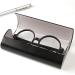 Stylish Black Leather Glasses Case - High-Quality Cleaning Cloth Included | Perfect for Eyeglasses & Sunglasses - Unisex Design | 158x60x38mm - Buy Online on GoSupps.com