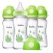 YOHKOH Natural Glass Baby Bottle with Natural Response Nipple Newborn Anti-Colic Baby Bottle Gift Set Wide Neck Mushroom Cap Baby Bottles Clear (8.8oz (Pack of 4) Green) 8.8 Ounce (Pack of 4) Green