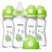 YOHKOH Natural Glass Baby Bottle with Natural Response Nipple Newborn Anti-Colic Baby Bottle Gift Set Wide Neck Mushroom Cap Baby Bottles Clear (8.8oz (Pack of 4) Green) 8.8 Ounce (Pack of 4) Green