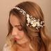 BERYUAN Bridal White Flowers Crystal Pearl hair comb Silver Hair Accessories for Wedding Women and Girls Side Flower Headband Hair Comb - Buy Online on GoSupps.com