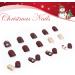 Christmas False Nails Set - 24Pcs Red Short Square Press on Nails with Santa & Snowflake Xmas Glitter. Perfect for Women & Girls Festival Holiday Nail Art - Buy Online on GoSupps.com