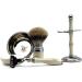 Elegant Ivory Shaving Brush & Razor Set with Silver Pointed Roof Hair | Includes Stainless Steel Bowl & Free Soap - Perfect Gift for Grooming - Buy Online on GoSupps.com