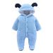 Haokaini Newborn Bear Warmer Snowsuit Cotton Fleece Hooded Romper Jumpsuit for Baby Girls Boys 6-9 Months Blue