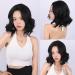Fancy Short Wavy Bob Synthetic Wig - Natural Looking Shoulder Length Black Curly Wave Bob for Women - Perfect for Daily & Party Use - 12 Natural Black - Buy Online on GoSupps.com