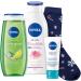 NIVEA Perfect Day Gift Set with NIVEA Essentials Gift Set with Day Care Care Shower Body Lotion and Stylish Socks - Buy Online on GoSupps.com