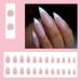Justotry 24 Pcs Stiletto False Nails Short White French Press on Nails with Nail Glue - Trendy Almond Stick on Nails for Women - Buy Online on GoSupps.com