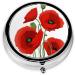 Poppy Flowers Round Pill Box | 3 Compartment Portable Travel Organizer for Vitamins & Medicine - Buy Online on GoSupps.com