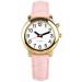 JCWY Women's English Talking Watch Quartz Wrist Watch with Pink Leather Strap