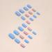Square Short Press on Nails - Blue French Tip Acrylics with Gold & White Designs | 24Pcs Artificial Nails for Women & Girls - Buy Online on GoSupps.com