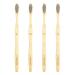 Healifty Natural Bamboo Toothbrushes Wooden Eco Friendly Toothbrush with Soft Black Bristles (4 Pieces Love Family)