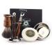 Haryali London Men's Wooden Shaving Set 3 Synthetic Badger Razors Stand Bowl and Soap