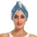 White Daisy Flower Blue Hair Towel 2 Pack Super Absorbent Hair Drying Towel Quick Dry Hair Turbans Head Towel with Button Twisty Wrap for Women Girls