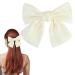 Bow Hair Clip Hair Bows for Women Big Bowknot Hairpin French Hair Clips with Ribbon Solid Color Hair Barrette Clips Soft Satin Silky Hair Bows for Women Girls(White)
