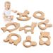 Tyfyh 8 pieces baby bite ring wood wooden animal baby bite ring baby wooden figures of course children bite ring wooden ring for babies child care wood bracelet DIY craft