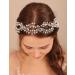 Deniferymakeup Pearl Bride Wedding Hair Vine Crystal Bridal Hair Accessories Wedding Headpiece for Women and Girls (Silver)