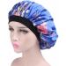 Silky Satin Sleep Cap Bonnet for Women - Wide Band Night Hat for Hair Loss & Natural Hair - Blue - Buy Online on GoSupps.com