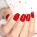 Yizaca Glossy Oval Press on Nails Red Short Fake Nails Full Cover Acrylic False Nail for Women and Girls (24Pcs) (SET D)