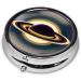 Beautiful Saturn Round Pill Box | 3 Compartment Organizer | Portable Travel Pill Box in Black - Buy Online on GoSupps.com