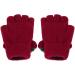 Kids Puppy Flip Top Gloves | Short Knitted Half Finger Gloves for Toddlers 3-8 Yrs - Elk/Red - Buy Online on GoSupps.com