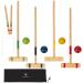 SpeedArmis 4 Players Croquet Set with 24In Pine Wooden Mallets, Colored PE Ball, Wickets, End Stakes - Lawn Backyard Outdoor Game Set for Teens/Adults/Family (Portable Carry Bag Including)