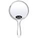 AMMON Handheld Mirror with Handle Double Sided Makeup Mirror 1X/ 2X Magnifying Mirror Portable Clear Rounded Shape Travel Hand Mirror (Clear)