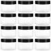 TUZAZO 12 Pack 4 Oz Plastic Jars with Lids and Labels BPA Free - Clear Empty Refillable Round Body Butter Jars Small Plastic Containers for Cream, Lotion, Cosmetics & Beauty Products 4 oz - 12