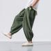 Men's Fashion Casual Solid Color Drawstring Pants | Wide Leg Elasticated, Plus Size | Army Green - Buy Online on GoSupps.com