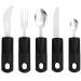 Anseom 5 Partial adaptive utensils easy grip cutlery set disabled eating aid cutlery slide -resistant handles cutlery for disabled people Parkinson's patients older arthritis black