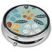 Light Coloured Floral Round Pill Box | 3 Compartment Travel Pill Organizer | Portable Medication Case - Buy Online on GoSupps.com