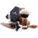 JAG Shaving Razor Set - Sustainable 4-Part Wood Razor Set with Synthetic Brush & Leather Bag - Perfect for Eco-Friendly Grooming - Buy Online on GoSupps.com
