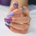 Sethexy long purple ballerina false nail leopard sparkle coffin fingers fingernails shiny 24st acrylic art nail tips for women and girls