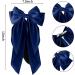 Navy Blue French Bow Hair Clip with Silky Satin Tail - Women's Hair Accessory - Buy Online on GoSupps.com