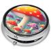 Cayenne Mushroom Portable Metal Pill Box - Round Mini 3-Compartment | Ideal for Travel & Small Pills - Buy Online on GoSupps.com