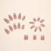IMSOHOT Coffin Press on Nails - Long Acrylic French Ballerina False Nails | Glossy Full Cover Nude Glitter with Pink Heart Designs - 24PCS - Buy Online on GoSupps.com
