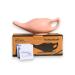 Premium Ceramic Neti Pot with 10 Sachets of Neti Salt - Dishwasher Safe 225 Ml (7.6 FL Oz) Capacity for Nasal Cleansing Pink Color