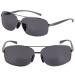 2 Pair of 'The Navigator' Lightweight Rectangular Aviator Metal Frame Bifocal Sunglasses Gun Metal 2.5 x
