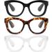 Viseng 3 Pack Retro Oversized Reading Glasses for Women - Blue Light Blocking Spring Hinge 3.0 Diopter Oval Readers - Buy Online on GoSupps.com