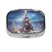 Christmas Trees Printed Square Pill Box Portable Travelling Pill Box Medicine Organiser