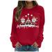 Women's Christmas Sweatshirts Cute Snowman Penguin Print O-Neck Raglan Top Shirt Pullover Comfy Warm Xmas Jumper Winter Long Sleeve Tops Loose Tunic Top Sweaters Z31-red XL
