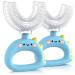 U Shaped Toothbrush - for Kids Manual Whole Mouth Toddler Toothbrush Age 2-4 5 6 & up Food Grade Soft Silicone Brush 360 Oral Teeth Cleaning Good for Dental Health 2 Sky Blue