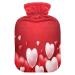 Lovely Realistic Vector Heart Hot Water Bottle and Cover Soft Warm for Winter Bed Hand Neck and Shoulders 2L