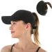 HGGE Women's Criss Cross Ponytail Baseball Cap - Adjustable High Messy Bun Ponycap - Quick Drying Hat in Black - Buy Online on GoSupps.com