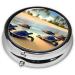 Turtles On The Beach Round Pill Box | 3 Compartment Portable Travel Organizer for Medication - Buy Online on GoSupps.com